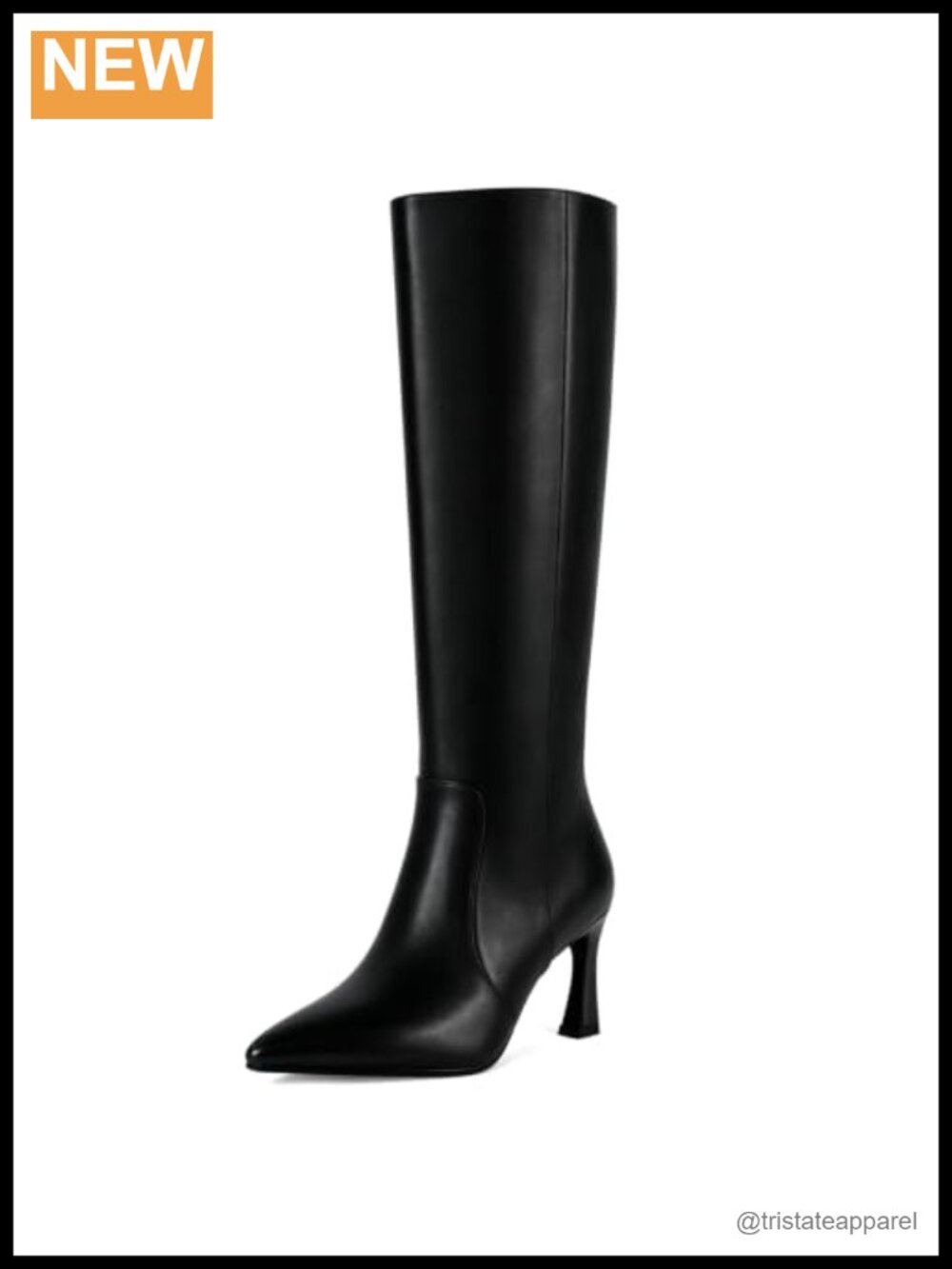Knee High Boots Women High Heels Pointed Toe Tall Boots Faux Leather